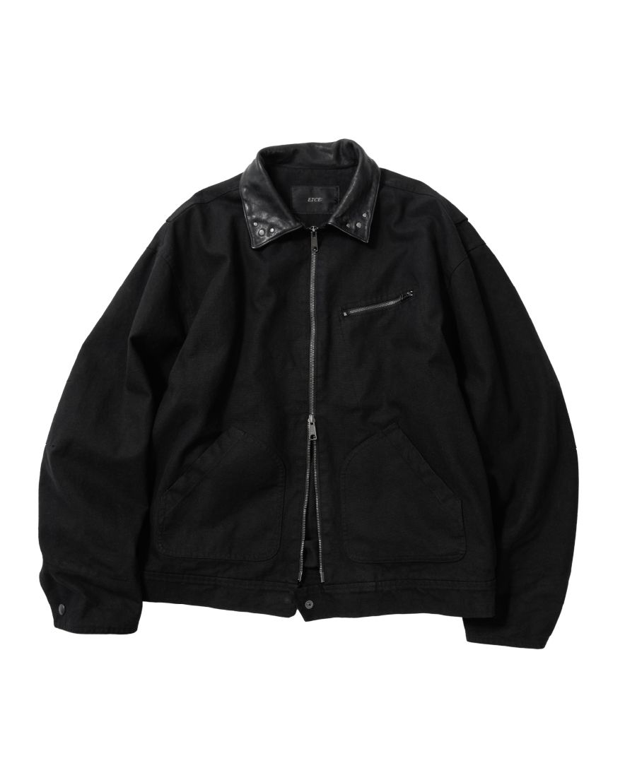 MUSINSA公式 | ETCE VINTAGE LEATHER COLLAR WORK JACKET (BLACK)