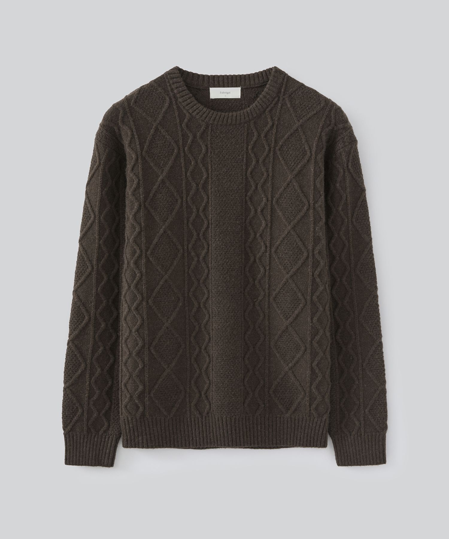 MUSINSA | FABREGAT Ser Wool Fisherman Knit (Dark Brown)