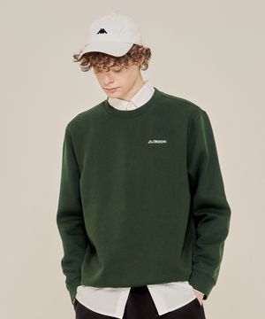 에센셜 기모 맨투맨 유니 다크그린