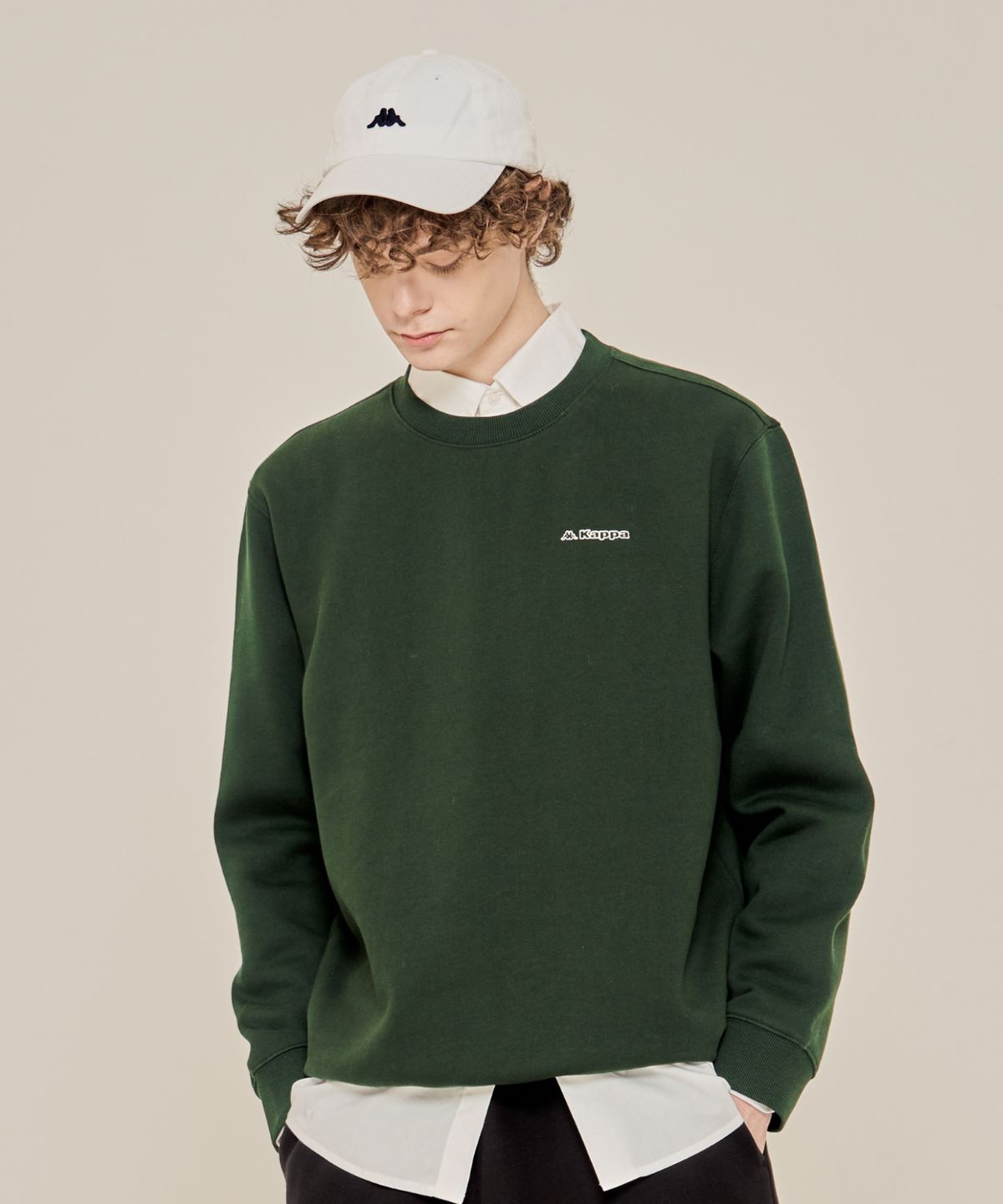 카파(KAPPA) 에센셜 기모 맨투맨 유니 다크그린