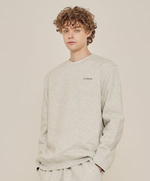 에센셜 기모 맨투맨 유니 오트밀멜란지