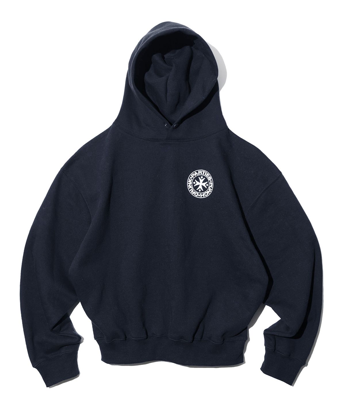 펀치드렁크파티즈(PUNCH DRUNK PARTIES) Circle Logo Oversized Hoodie (NAVY)