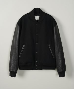 WOOL LEATHER AWARD JACKET - BLACK
