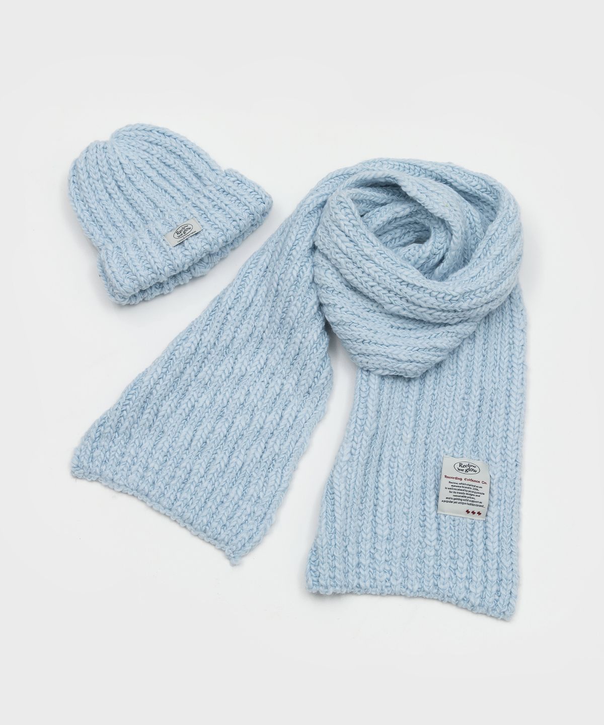 리끌로우(RECLOW) RC HALFNA MUFFLER BEANIE SET SKY BLUE