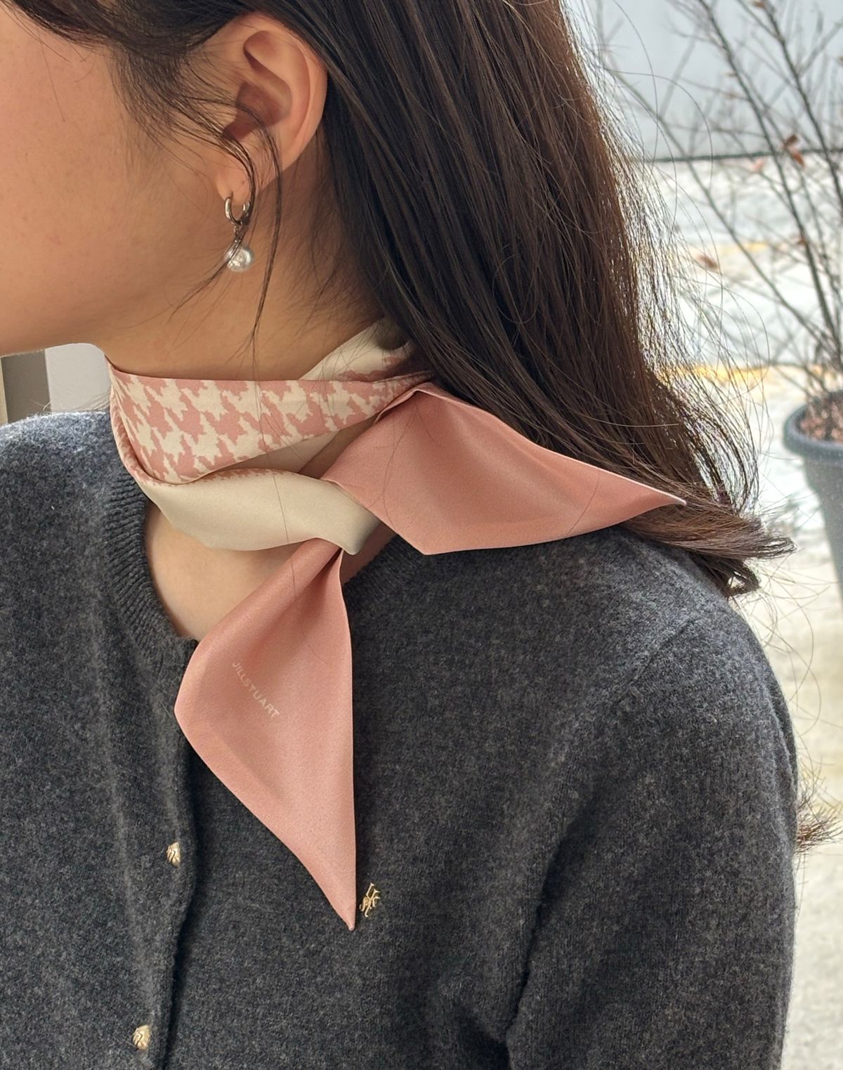 질스튜어트액세서리(JILLSTUART ACC) [실크100%] 하운드투스 롱 스카프 3color