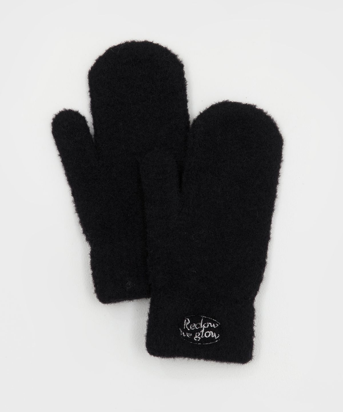 리끌로우(RECLOW) RC FLUFFY LOGO MITTEN GLOVE BLACK
