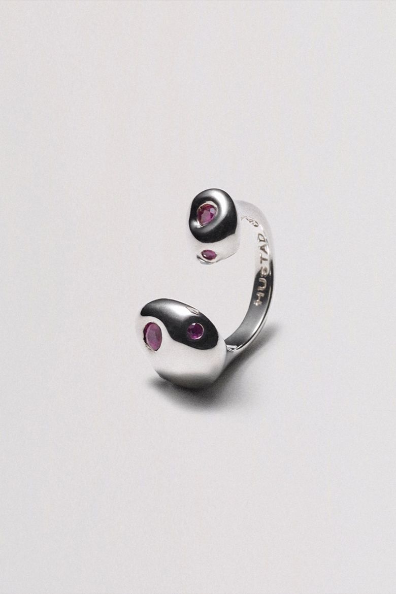 HUSTAD 229 Mushroom Ruby  Ring _ 925 실버 & 레드 크리스탈 천연 루비  반지