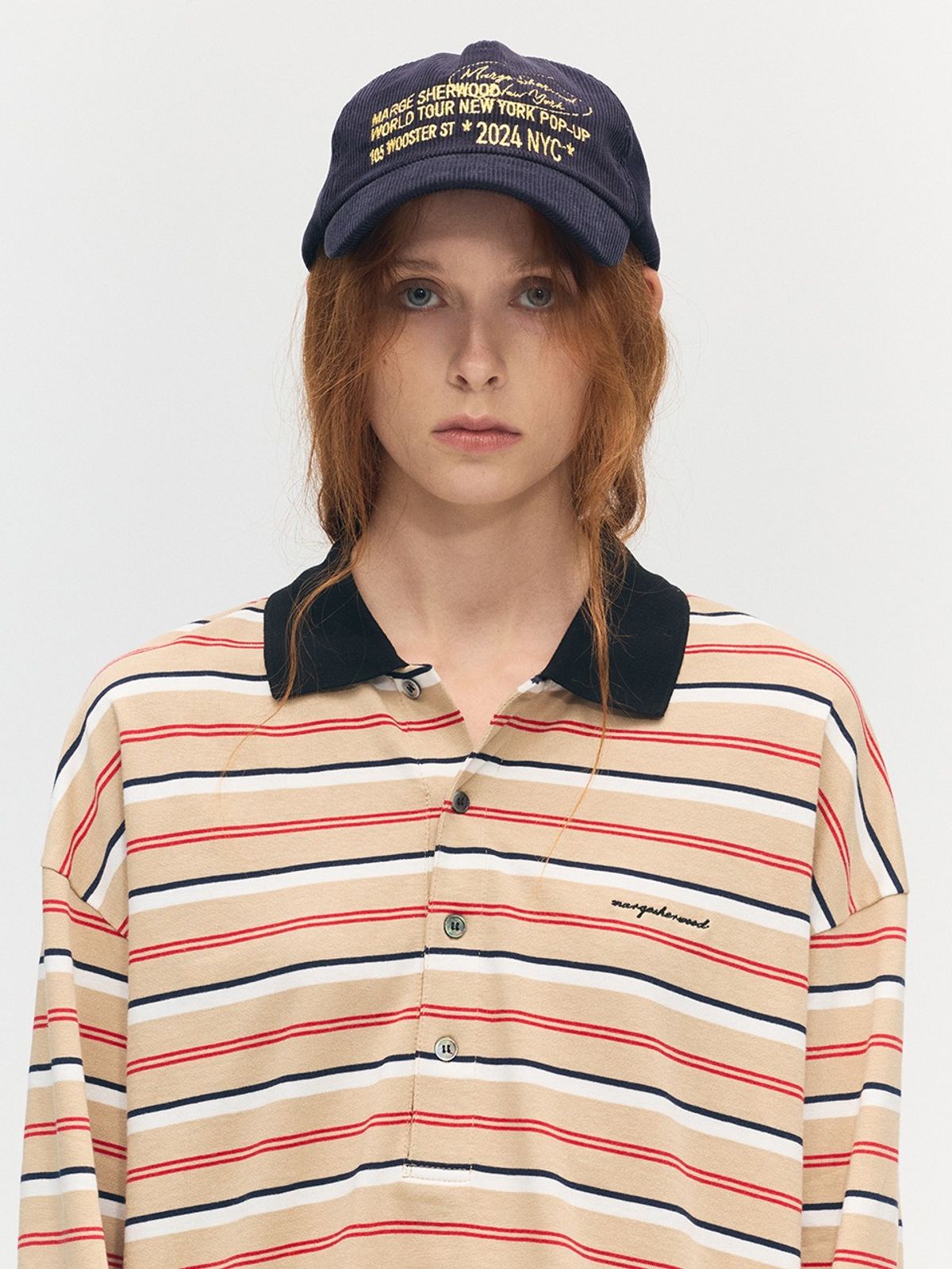마지셔우드(MARGESHERWOOD) CORDUROY NEW YORK BALLCAP_navy