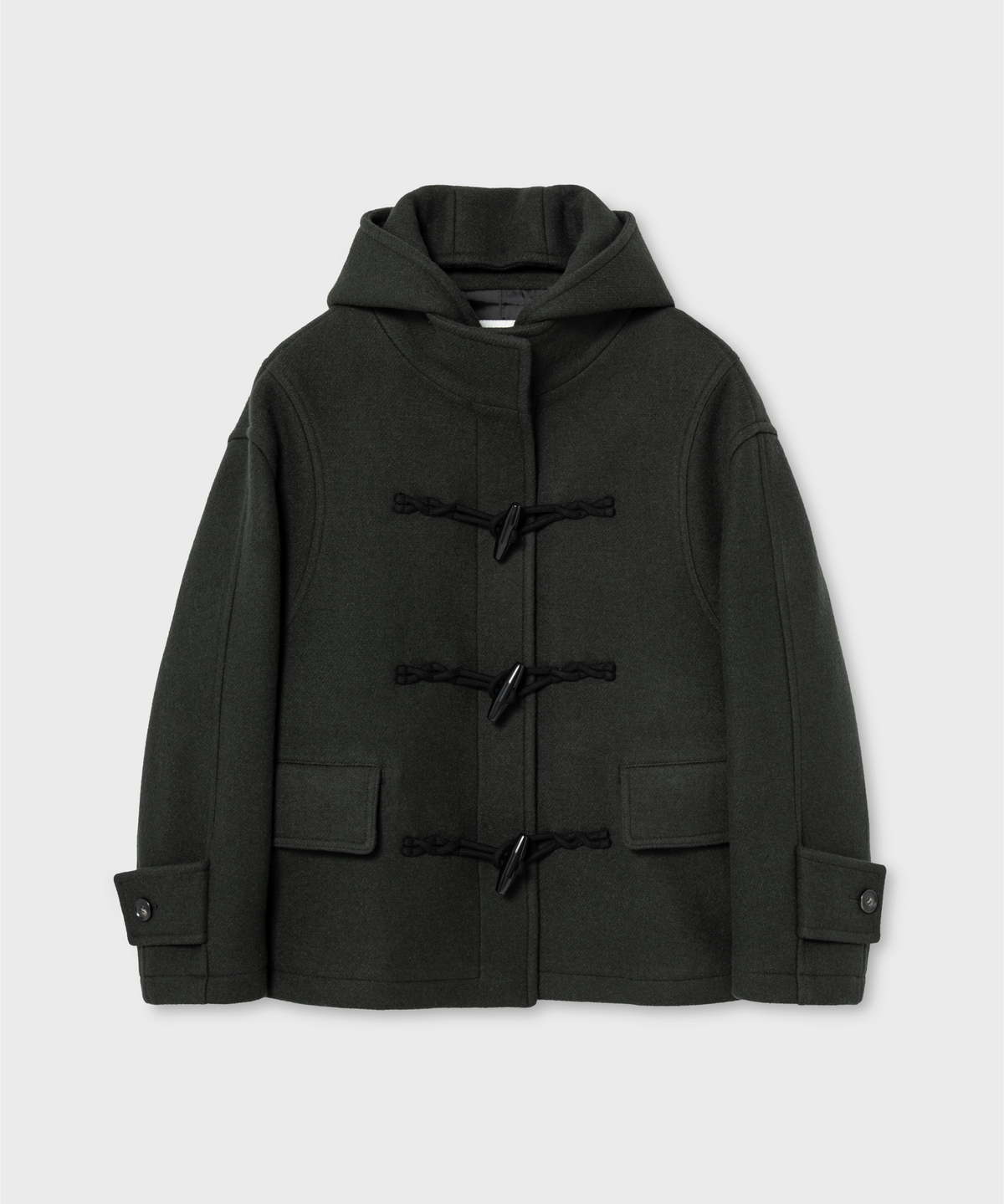 넌블랭크(NONBLANK) 우먼즈 디테처블 후드 더플 하프 코트_KHAKI