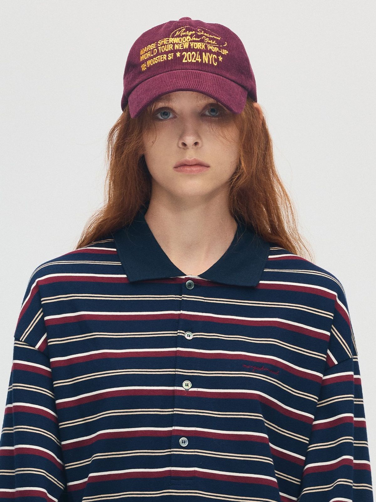 마지셔우드(MARGESHERWOOD) CORDUROY NEW YORK BALLCAP_burgundy