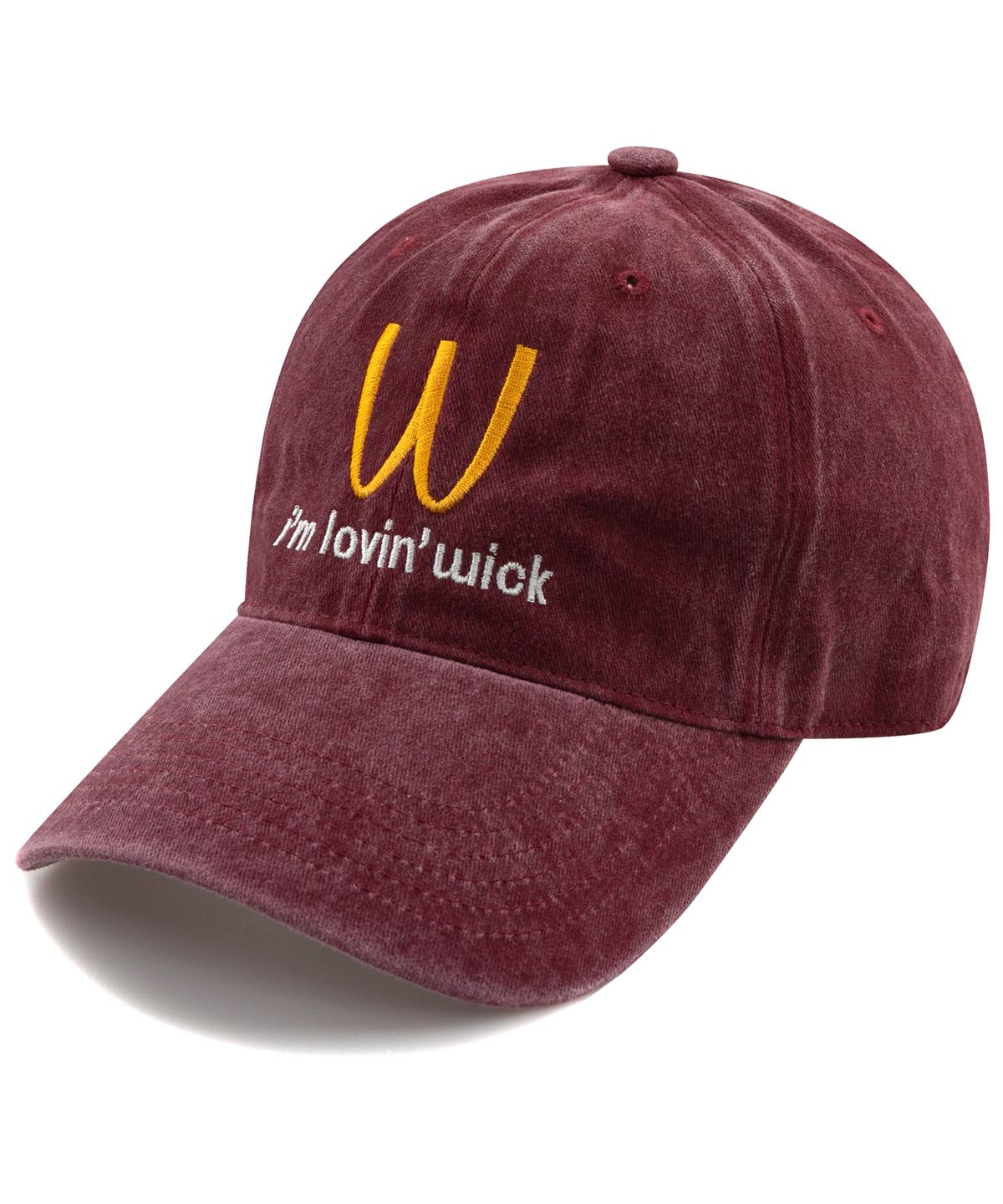 윅(WICK) Im lovin 스톤워시드 볼캡-버건디