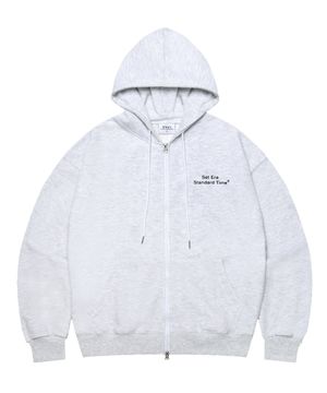 SIDE LOGO 투웨이 후드집업 - 화이트 멜란지