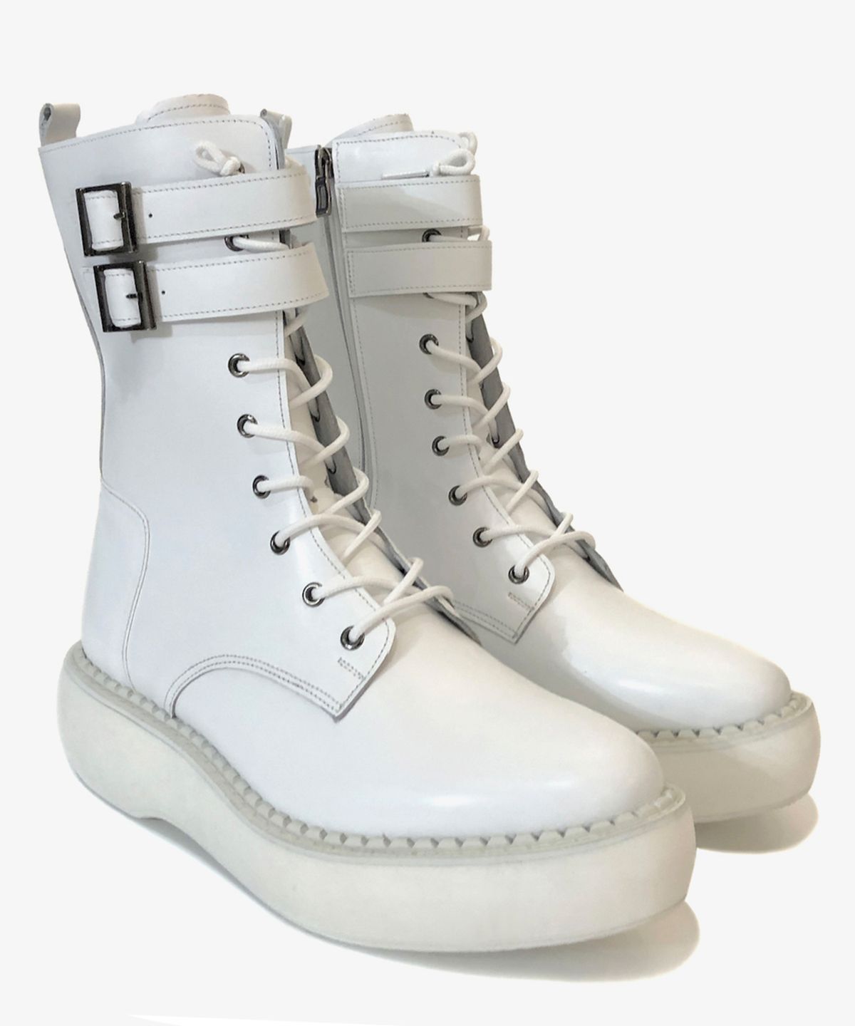 조앤슈(JOENSHOE) 매그넘 2버클 오버솔 워커 부츠 화이트