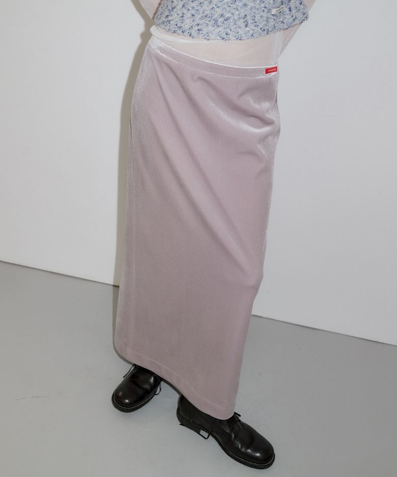 VELVET LONG SKIRT_SILVER