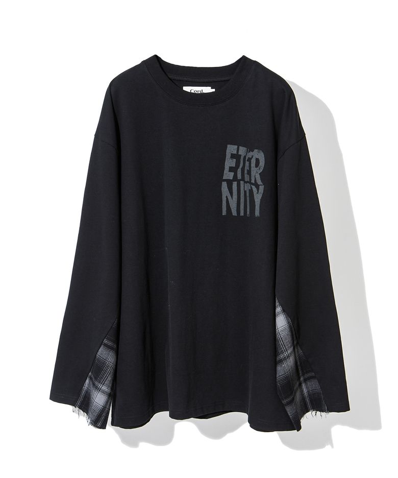더블 레이어드 워시드 L/S T_BK