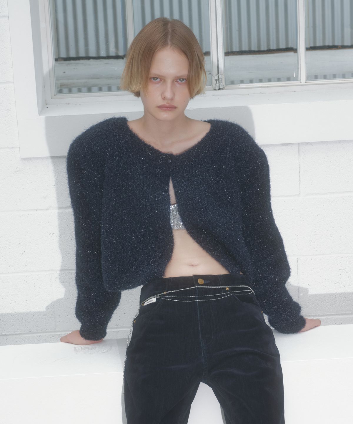 오버듀플레어(OVERDUEFLAIR) GLITTER CARDIGAN_NAVY