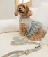 강아지 플라워 하네스+리드줄 세트 카키