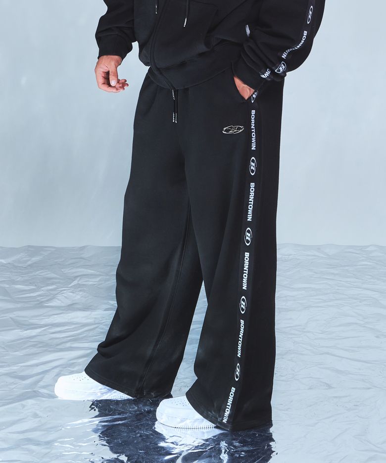 CHROME B BLACK LINE WIDE PANTS [BLACK]