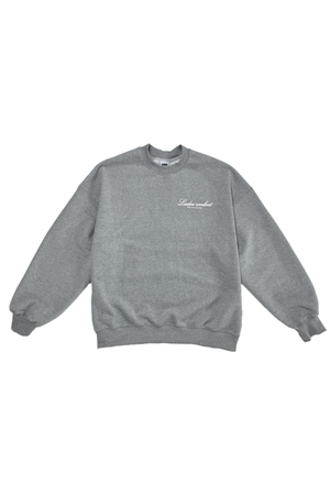 워크아웃 로고 메가 오버핏 맨투맨 스웨트셔츠 [멜란지 그레이]