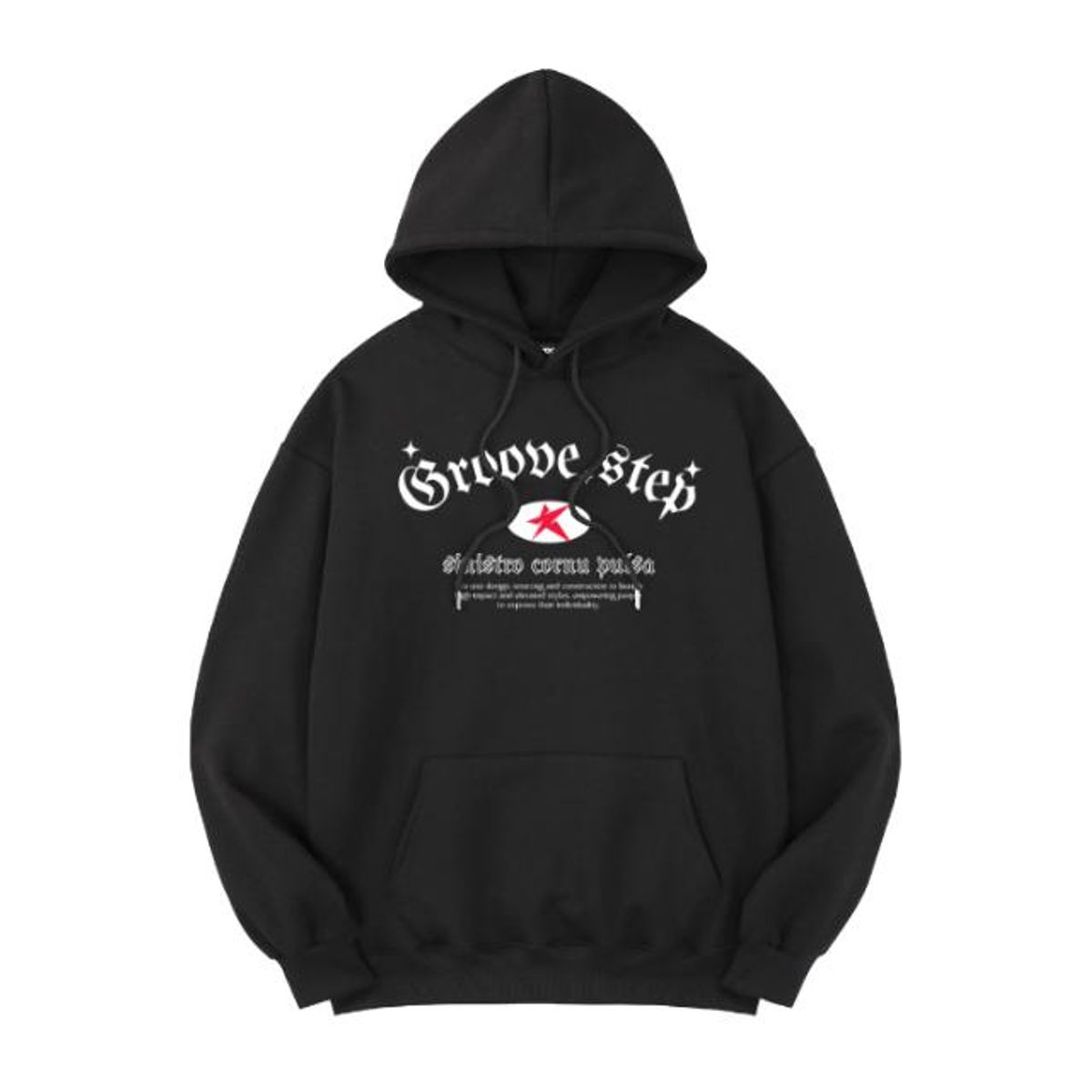 그루브스텝(GROOVESTEP) 크릭 레터링 오버핏 후드 티셔츠 H0191