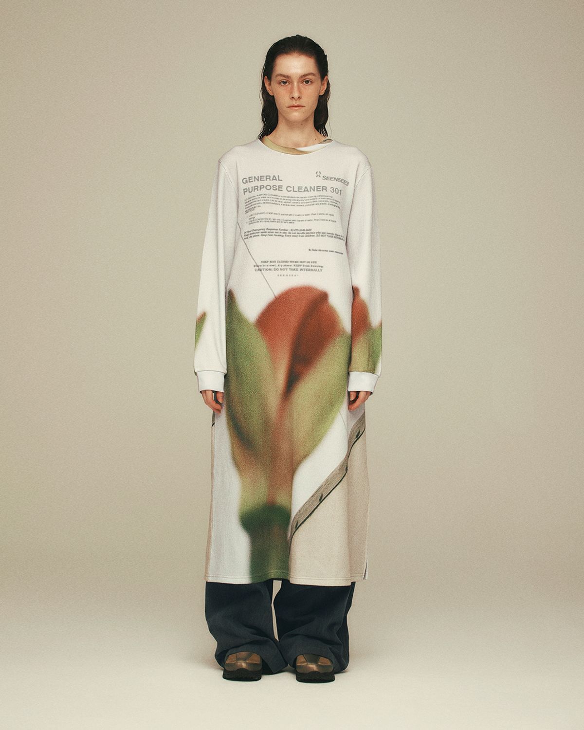 씬(SEEN) Flower KNIT LONG SLEEVE DRESS (Colour)