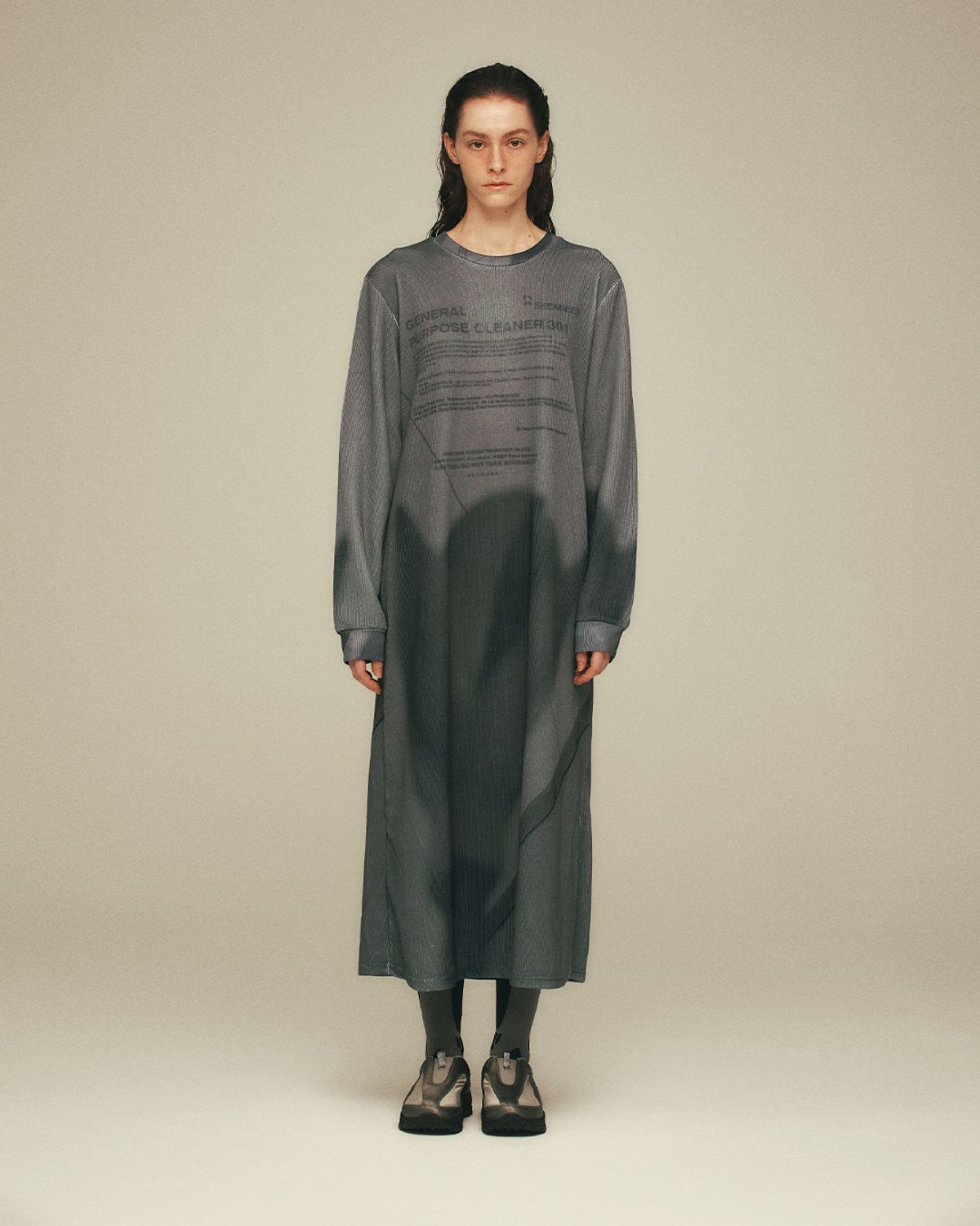 씬(SEEN) Flower KNIT LONG SLEEVE DRESS (Black)
