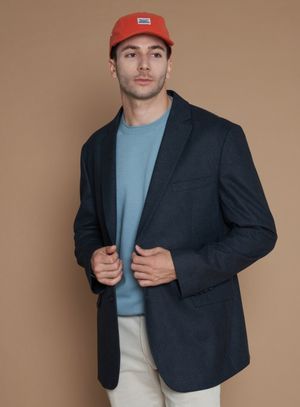 [L~5XL] 헤링본 프린트 싱글 블레이저_그레이