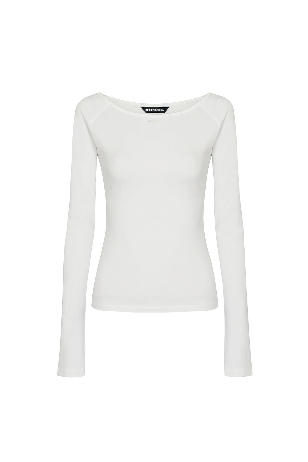 페인오어플레져(PAINORPLEASURE) LOWER BOATNECK TOP white