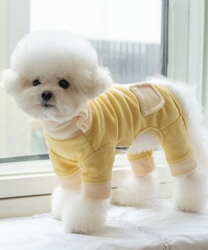 강아지 후리스 올인원 옐로우