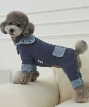 강아지 후리스 올인원 네이비