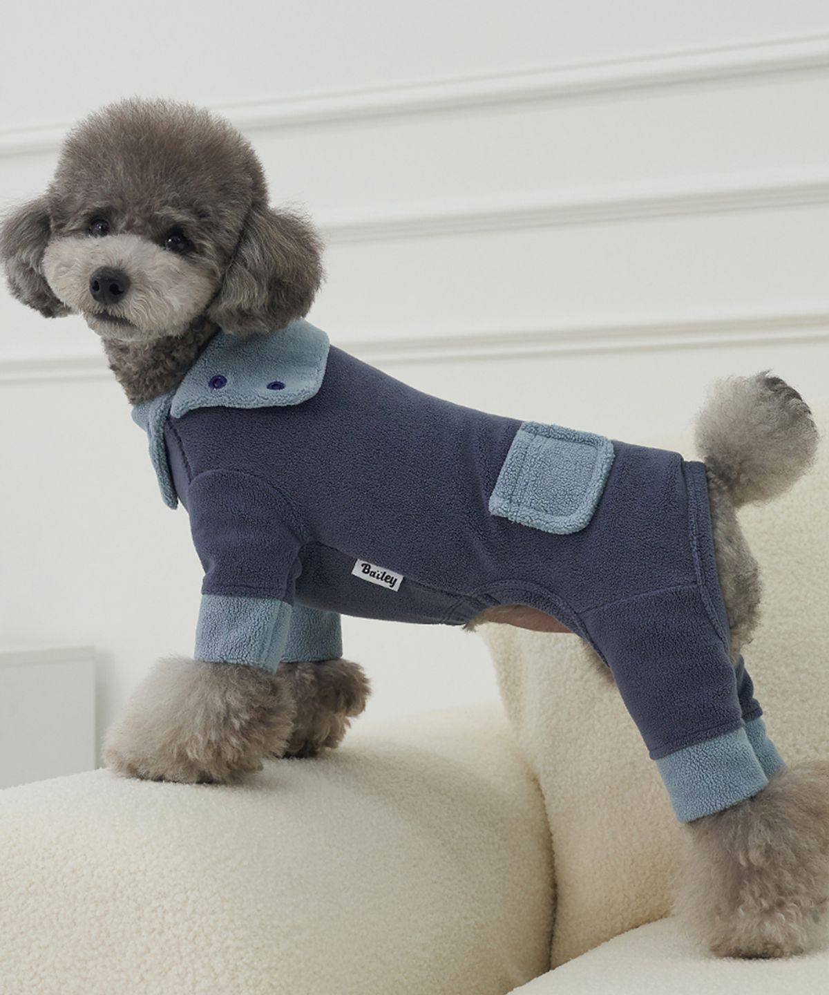 베일리(BAILEY) 강아지 후리스 올인원 네이비