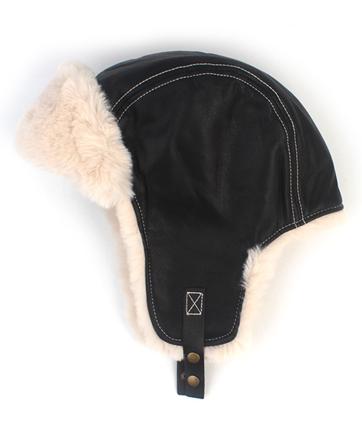 유니버셜 케미스트리(UNIVERSAL CHEMISTRY) Soft Leather Black Aviator Hat 에비에이터햇