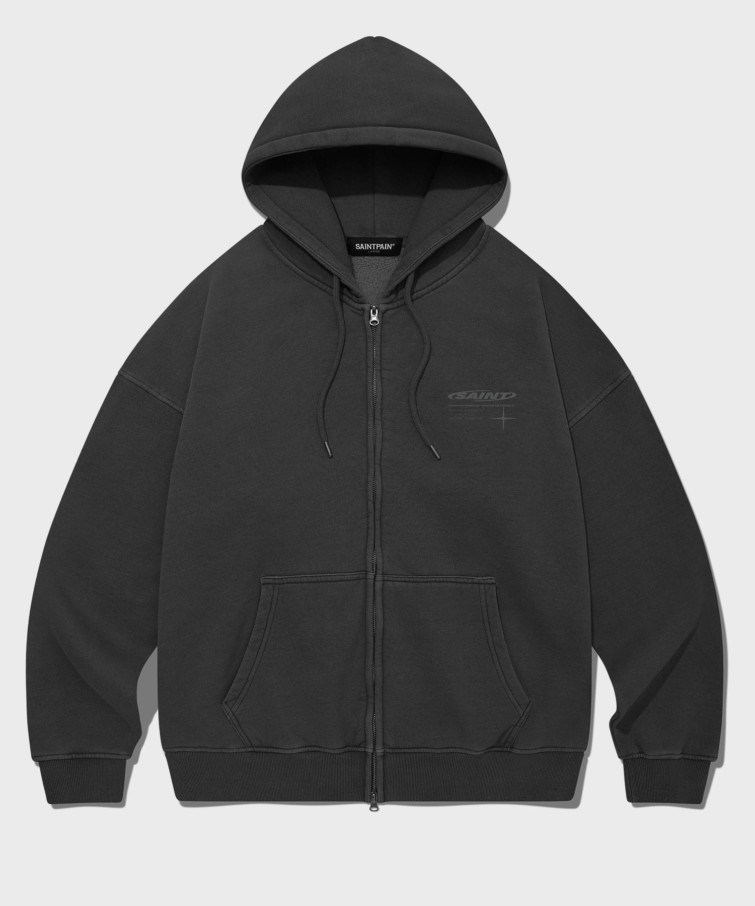 [SAINTPAIN] ★SP CIRCLE PIGMENT OVERFIT HOOD ZIP UP MUSINSA | SAINTPAIN SP Circle Pigment Overfit Hoodie Black