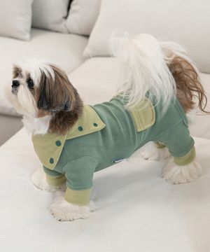 강아지 후리스 올인원 그린