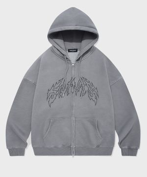 SP 트라이벌 피그먼트 오버핏 후드집업 그레이