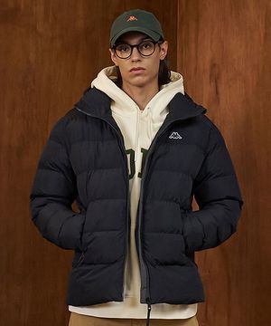 후드 웰론패딩 유니 네이비