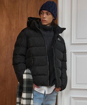 후드 웰론패딩 유니 블랙