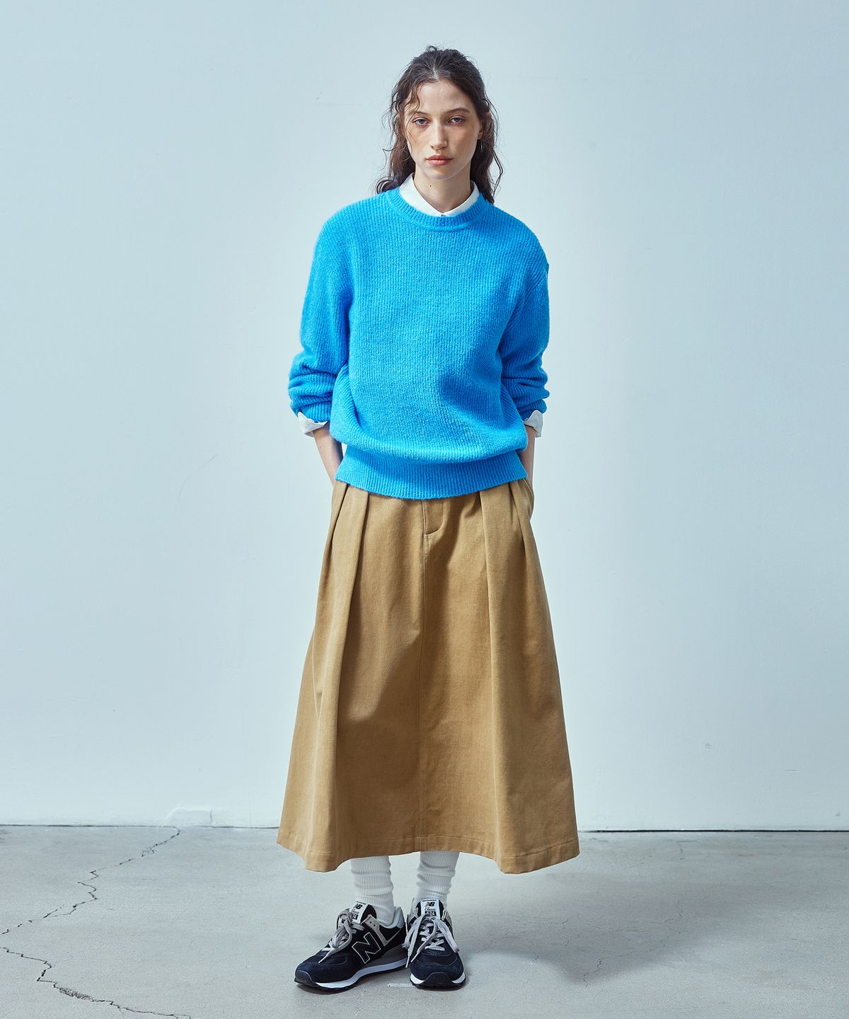 유니폼브릿지(UNIFORM BRIDGE) alpaca crew neck knit(womens) blue