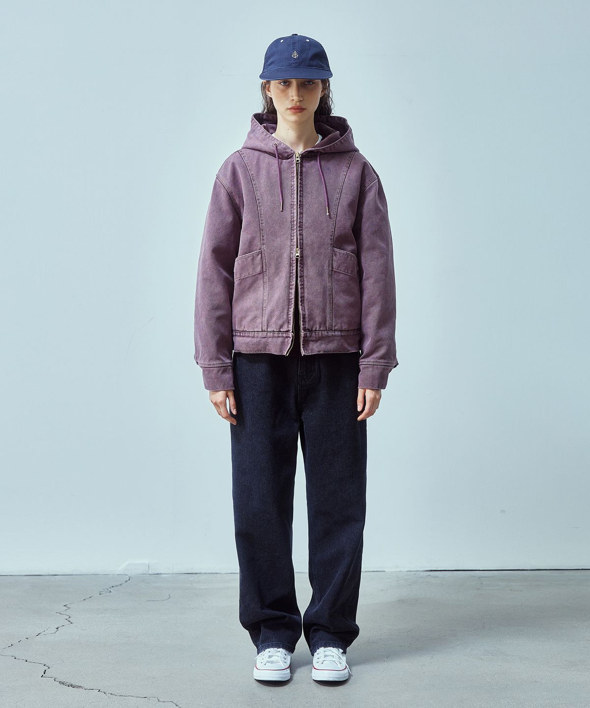 유니폼브릿지(UNIFORM BRIDGE) canvas hooded work jacket(womens) plum