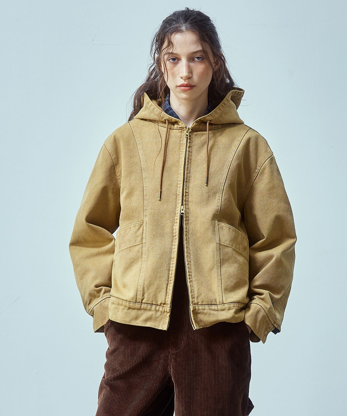 유니폼브릿지(UNIFORM BRIDGE) canvas hooded work jacket(womens) beige