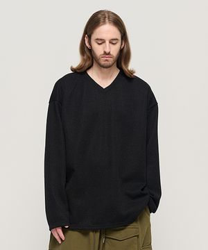 CB 브이넥 오버 니트 (블랙)