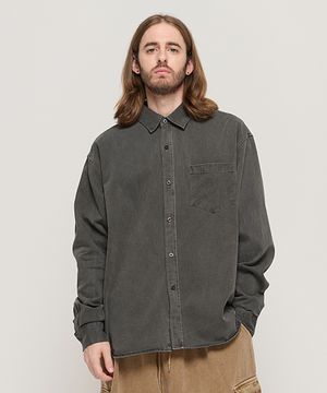 피그먼트 워시드 워크 셔츠 (차콜)