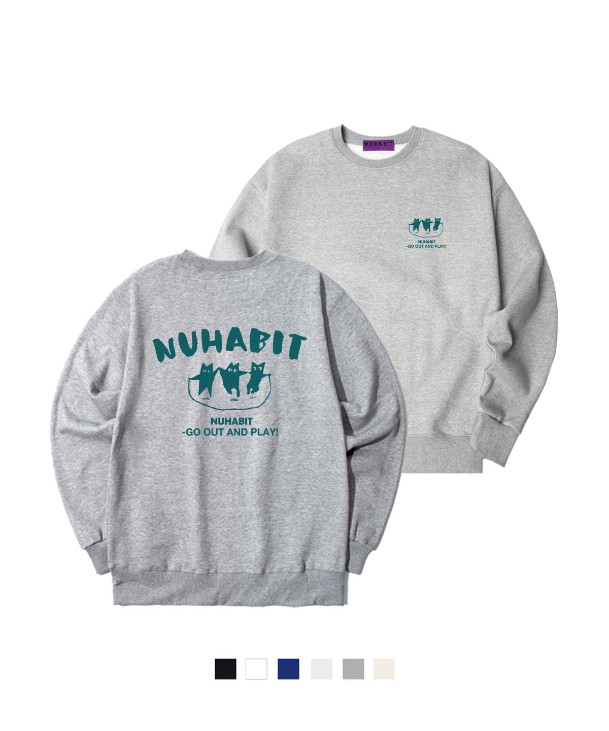 뉴해빗(NUHABIT) N/H 줄넘기 오버핏 기모 맨투맨 (SOM4-4NH1260)