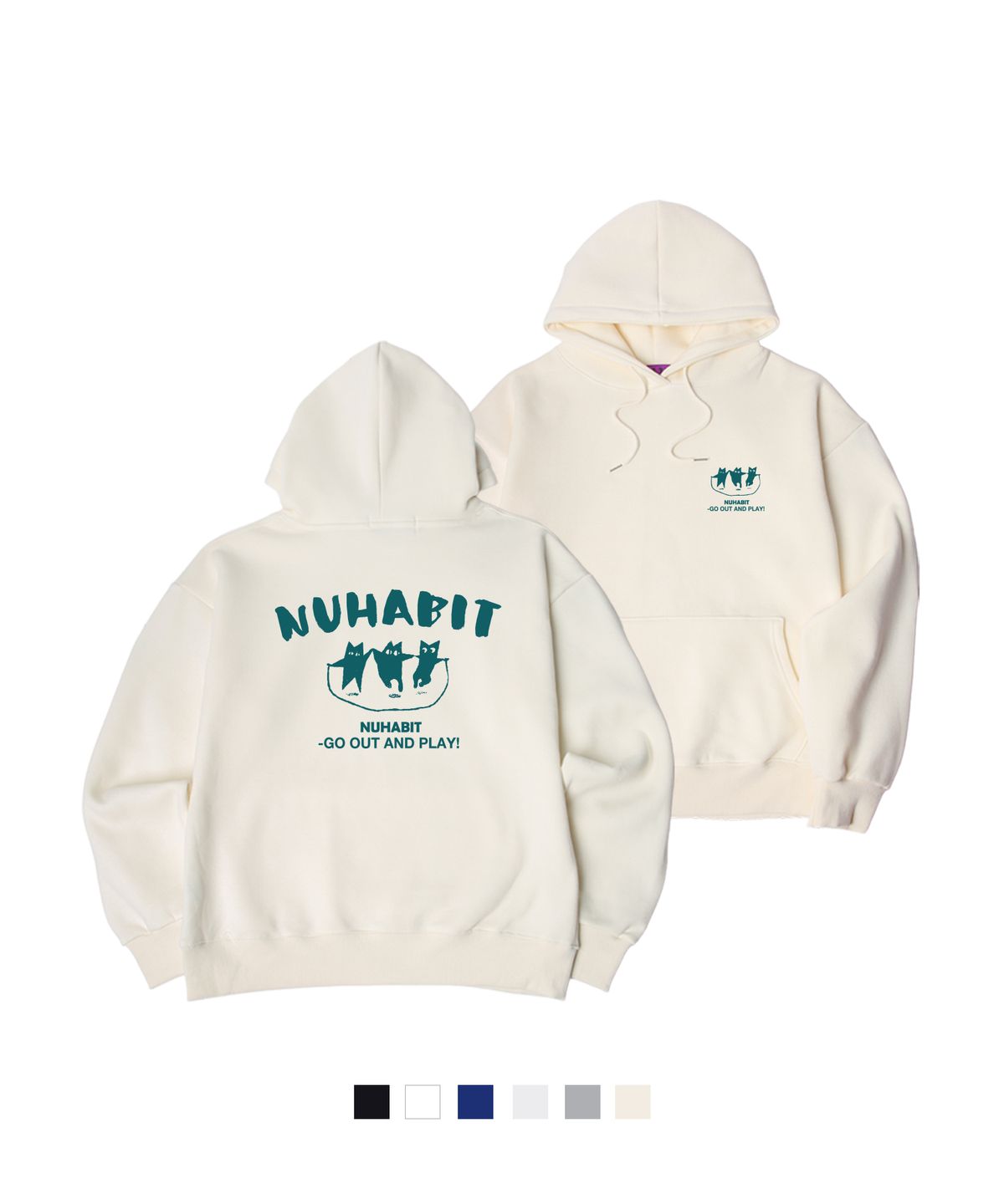 뉴해빗(NUHABIT) N/H 줄넘기 오버핏 기모 후드 (SOH4-4NH1260)