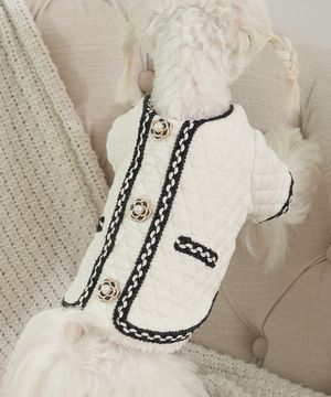 강아지옷 트위드 조끼 화이트