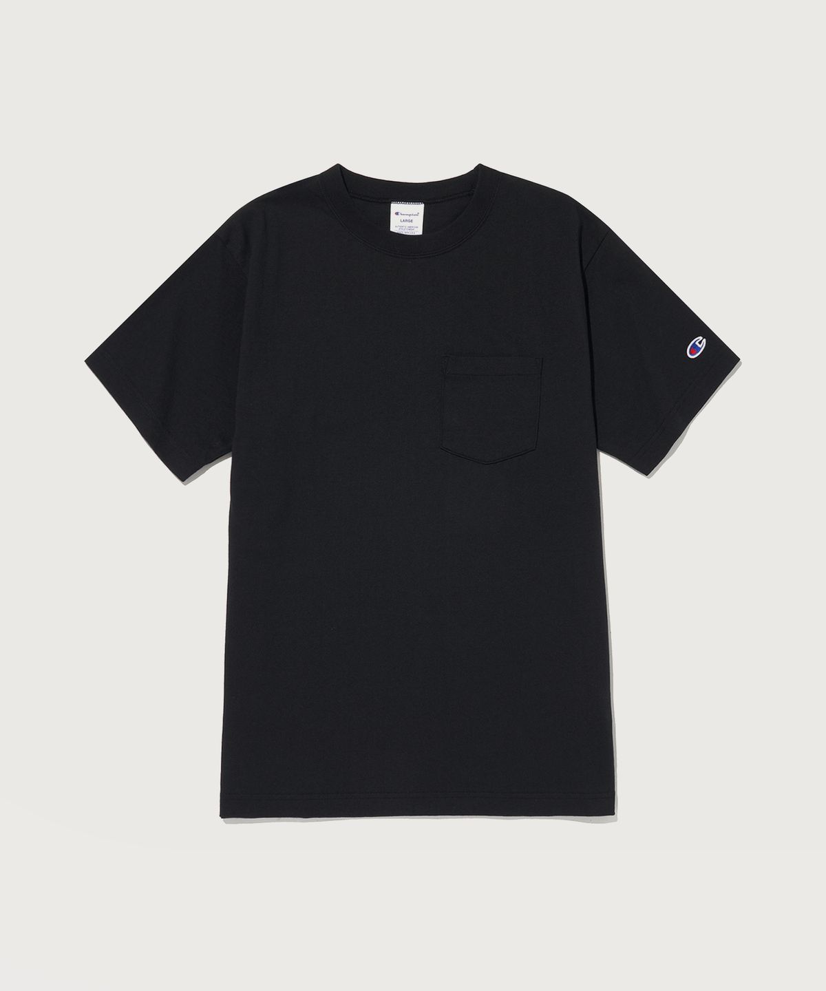 챔피온(CHAMPION) 베이직 포켓 반팔 티셔츠 Black