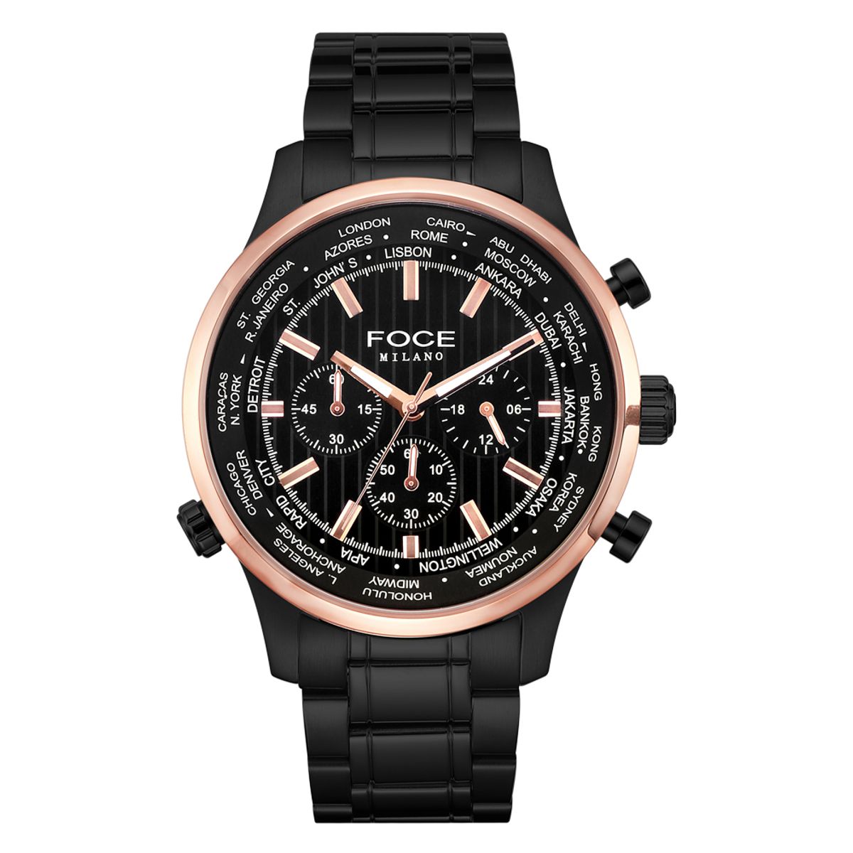 포체(FOCE) 46mm 남성 멀티펑션 메탈시계 FM8307BKG