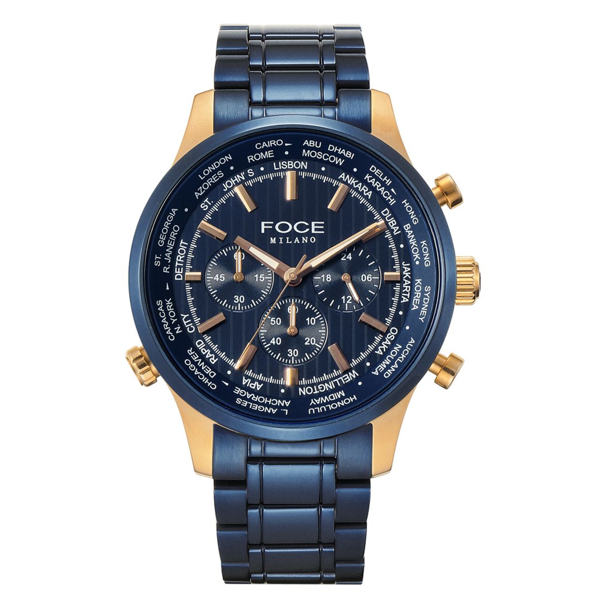 포체(FOCE) 46mm 남성 멀티펑션 메탈시계 FM8307BU