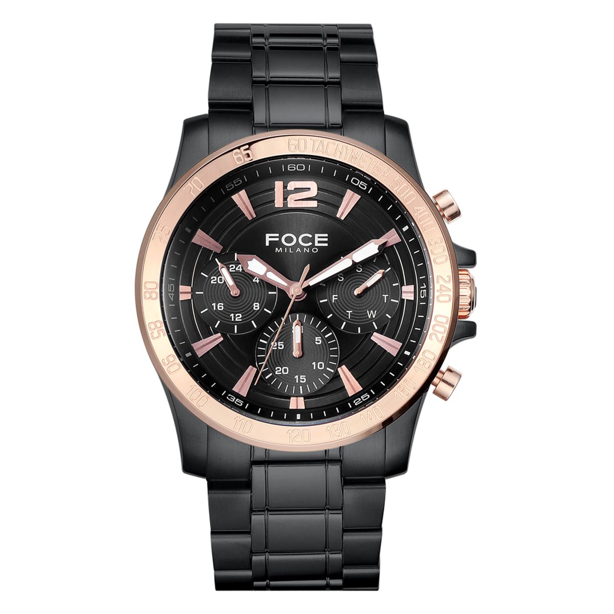 포체(FOCE) 44mm 남성 멀티펑션 메탈시계 FM8301BKG