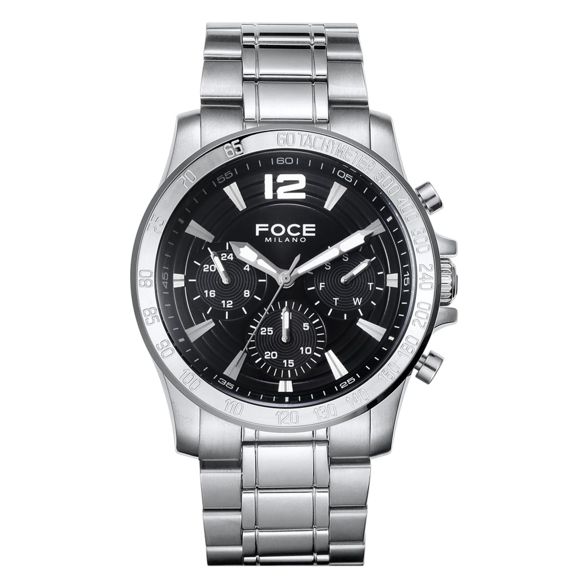 포체(FOCE) 44mm 남성 멀티펑션 메탈시계 FM8301BK